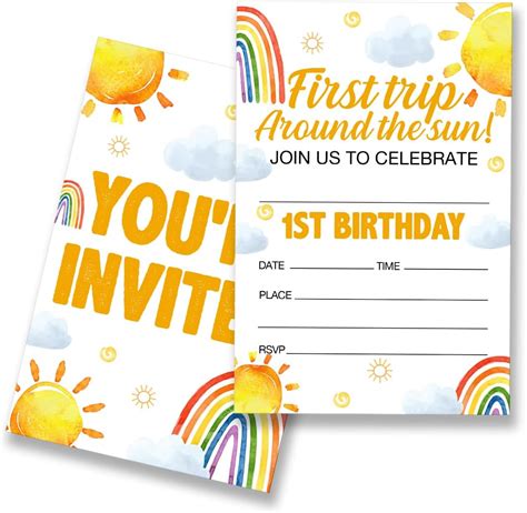 Partiness First Trip Around The Sun Birthday Invitations