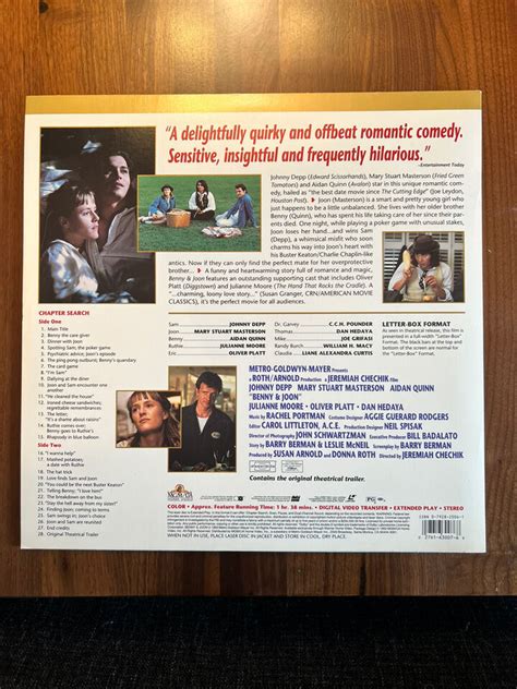 Benny And Joon Laserdisc Deluxe Letter Box Edition Johnny Depp Ebay