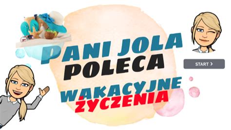 Wakacyjne Yczenia Od Pani Joli