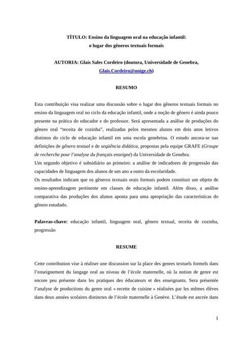 PDF TÍTULO Ensino da linguagem oral na educação infantil PDF