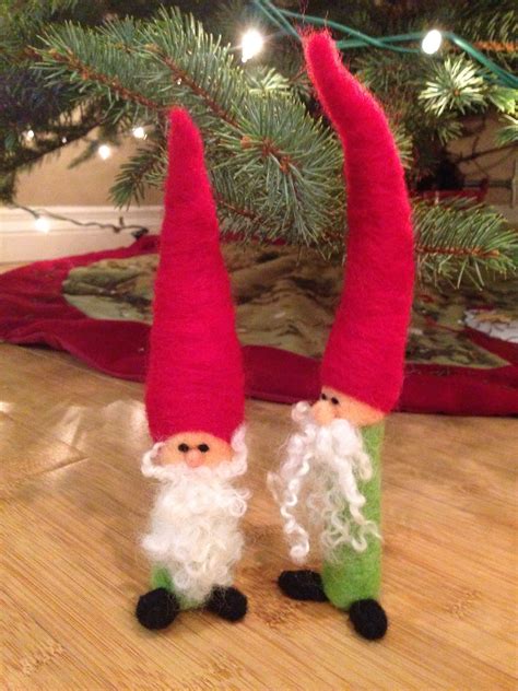 Felted Gnomes Felting Gnomes Ornaments Felt Crafts Christmas