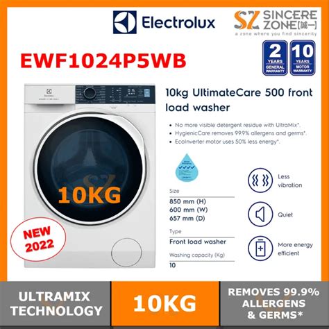 Electrolux Ewf1024p5wb 10kg Ultimatecare 500 Front Load Washer With Vapour Refresh Ecoinverter