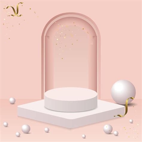 Premium Vector Summer Elegant Pink Podium With Ball