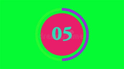 Stylish Purple and Pink Ring 10 Second Countdown Timer on Green Background. Smooth Circular ...