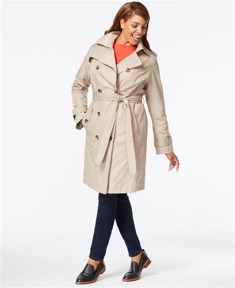 Lyst London Fog Plus Size Hooded Trench Coat In Natural