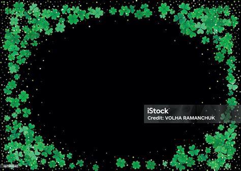 St Patricks Day Background Template With Falling Clover Leaves Stock