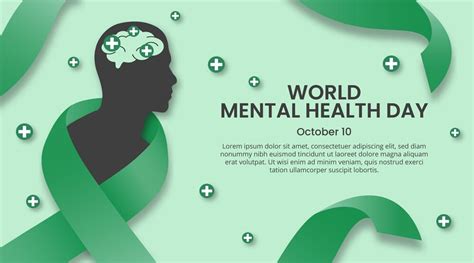 Fondo Del Día Mundial De La Salud Mental Con Una Cinta Verde Y Aura Positiva Vector Premium