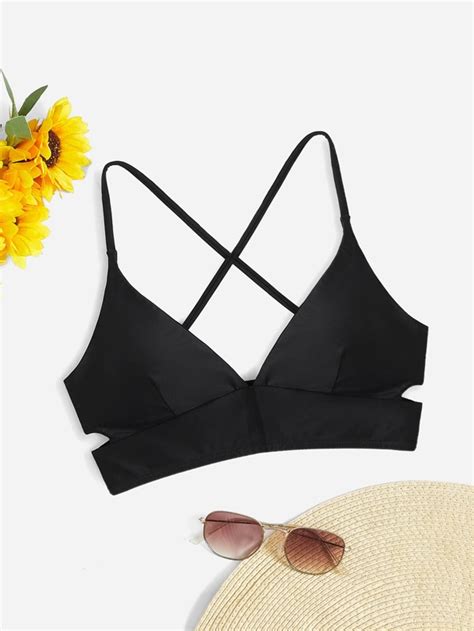 Top bikini de espalda con tiras cruzadas Moda de Mujer SHEIN México