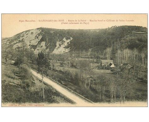 carte postale ancienne 72 SAINT LEONARD DES BOIS Route Poôté Moulin