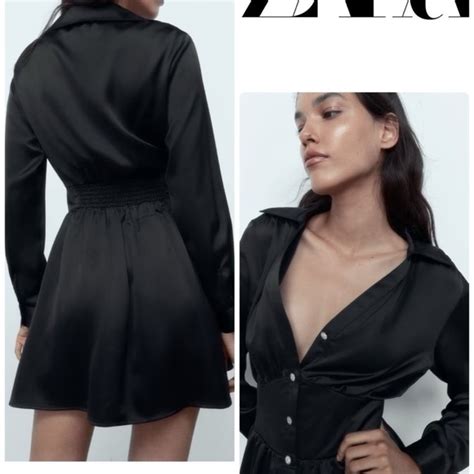 Zara Dresses Zara Jewel Button Satin Effect Mini Dress Poshmark