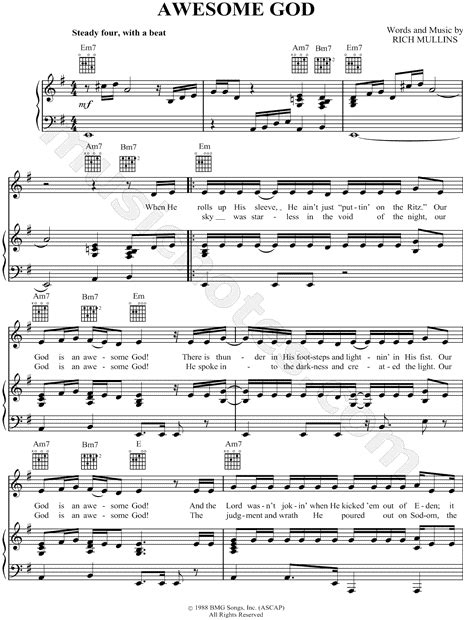 Michael W. Smith "Awesome God" Sheet Music in E Minor (transposable) - Download & Print - SKU ...