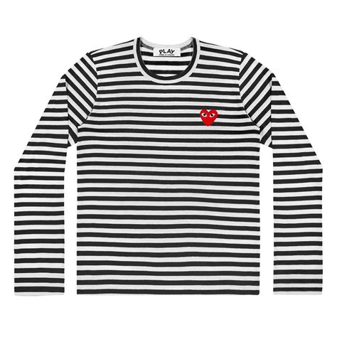 Comme Des Gar Ons Play Heart Striped Long Sleeve T Shirt Best Sale