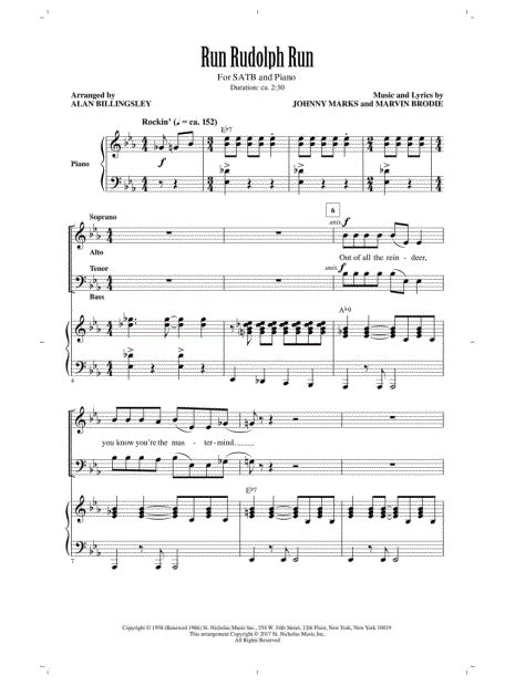 Chuck Berry Run Rudolph Run Sheet Music In Eb Major Download