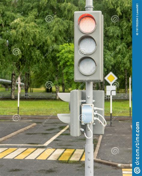 The Traffic Light Is Red At The Pedestrian Crossing Stock Photo Image