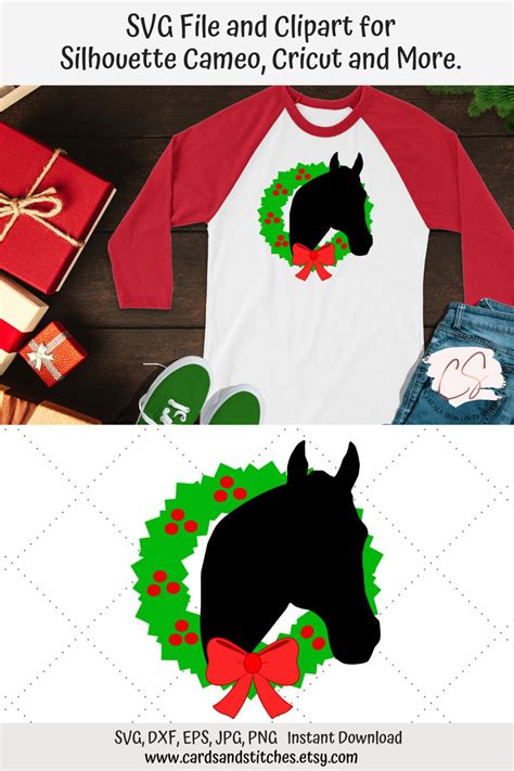 Christmas Horse Svg And Clipart Card Making Great For Cricut Etsy