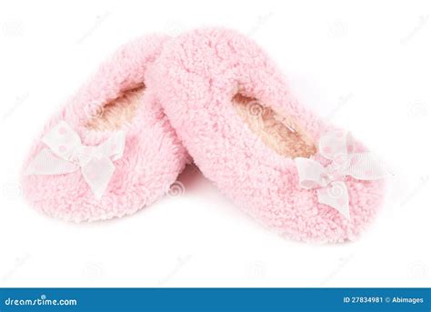 Pink fluffy slippers stock image. Image of horizontal - 27834981