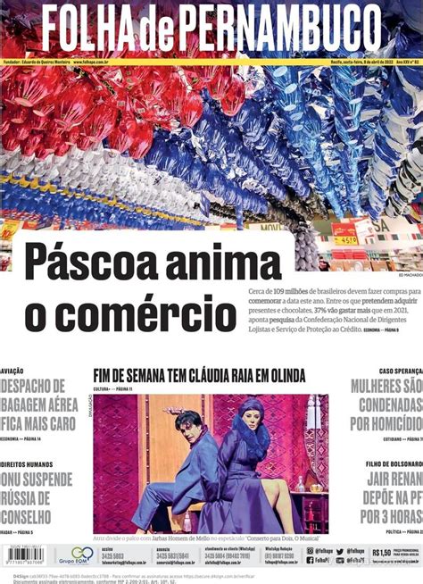 Capa Folha De Pernambuco Quarta De Outubro De