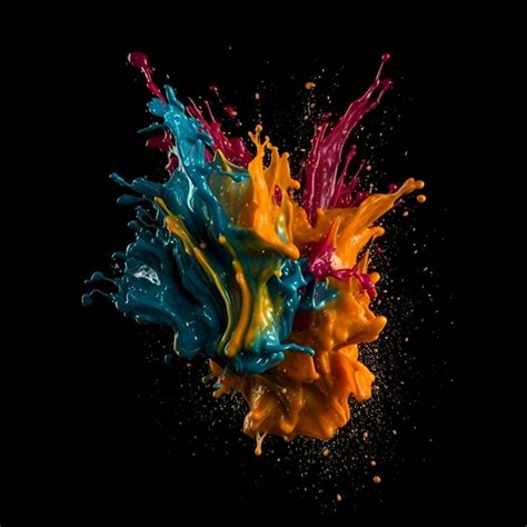 Premium Ai Image Colored Paint Splashes Isolated On Black Background