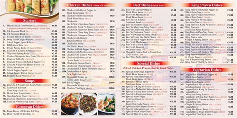 Menu at Phoenix Chinese Restaurant, Belmullet