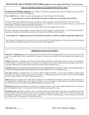 Fillable Online Fillable Applicant Disclosure And Authorization Form