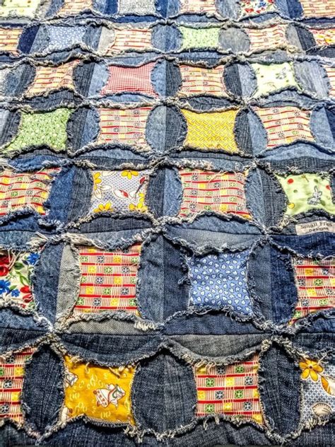 Handmade Baby Cathedral Window Rag Quilt Recycled Denim Etsy