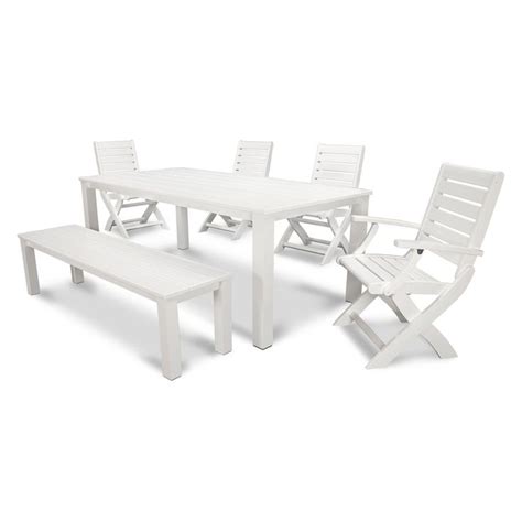 Outdoor PolywoodÂ® Signature 6 Piece Harvest Bench Dining Set Seats 6 Outdoor Furniture Sets