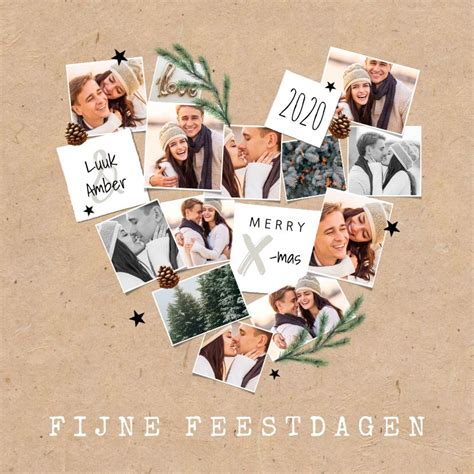 Hippe Persoonlijke Kerstkaart Met Eigen Fotocollage Van Foto S In De