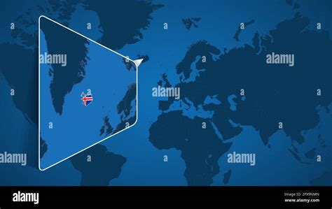 Ubicación de Islandia en el mapa mundial con mapa ampliado de Islandia