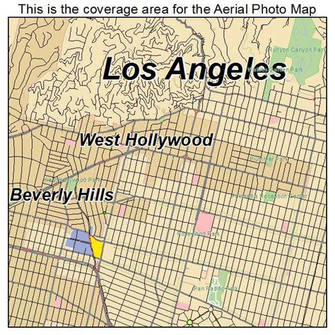 Aerial Photography Map of West Hollywood, CA California