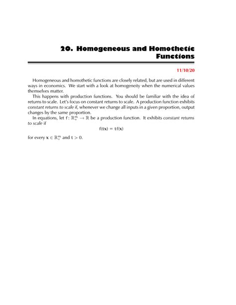 20. Homogeneous and Homothetic Functions - DocsLib