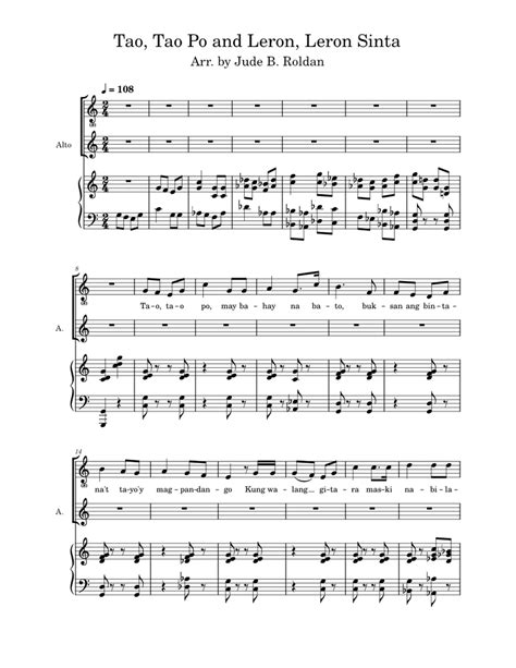 Tao Tao Po And Leron Leron Sinta Sheet Music For Piano Alto Vocals