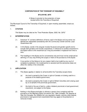 Fillable Online Township Of Esquimalt Tree Protection Bylaw And Permits