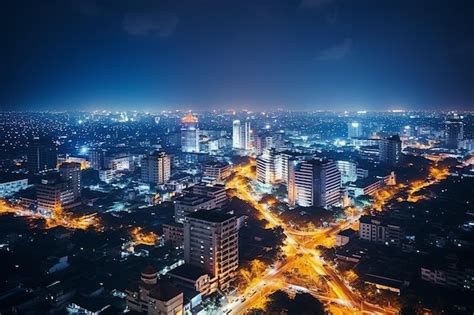 Premium Photo | Aerial view panoramic downtown skyscrapers cityscape of ...