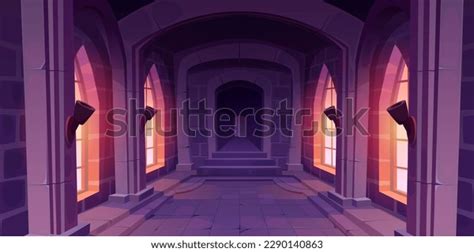 Cartoon Castle Hallway Interior Design Vector Stock Vector (Royalty ...