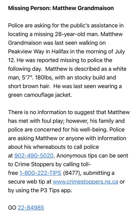 Halifax Police On Twitter Police Seek Public Assistance Locating 28