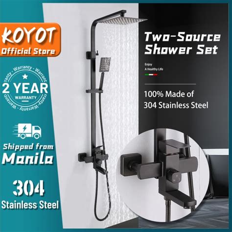 KOYOT 304 Stainless Steel Matte Black Bathroom Hot And Cold Square