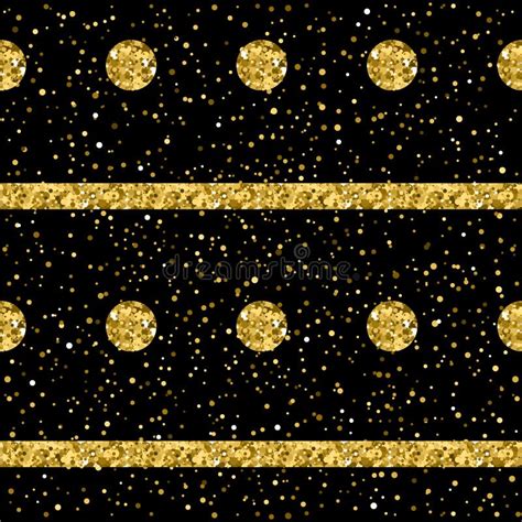 Sparkle Circle And Lines Seamless Pattern Background Golden Gli Stock