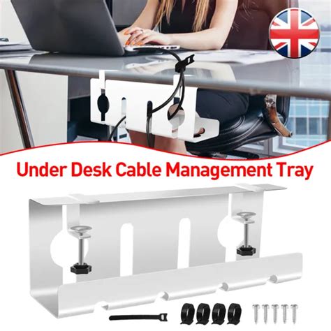 Under Table Storage Rack Cable Management Tray Desk Socket Holder Wire