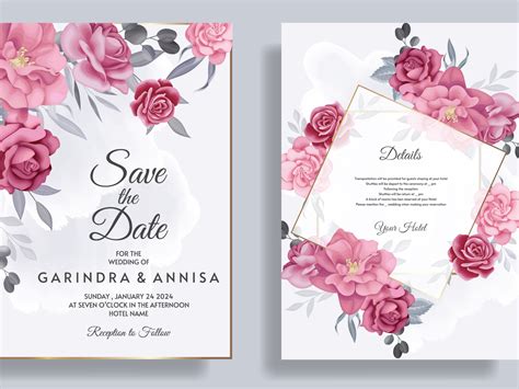 Beautiful floral frame wedding invitation card template Premium by MARIA NURINCE DOMINGGAS on ...