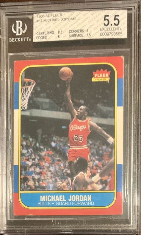 1986 Fleer Basketball Michael Jordan ROOKIE RC 57 BGS 5 5 EX W 8 5