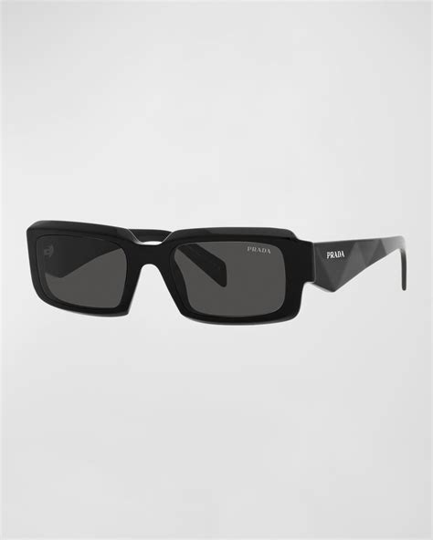 Prada Mens Geometric Logo Acetate And Plastic Rectangle Sunglasses Neiman Marcus