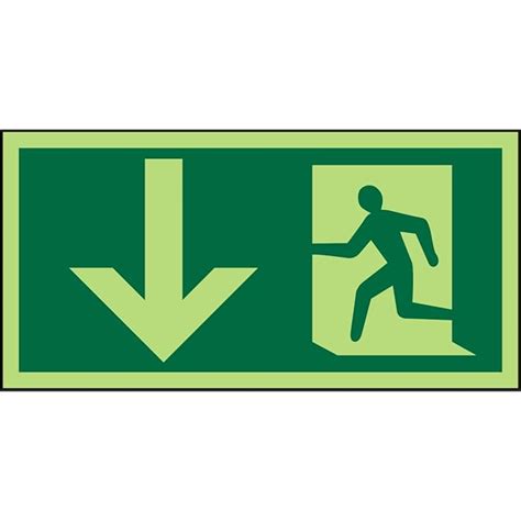 Buy Seco Fire Exit Arrow Pointing Down Man Running Left Pictogram