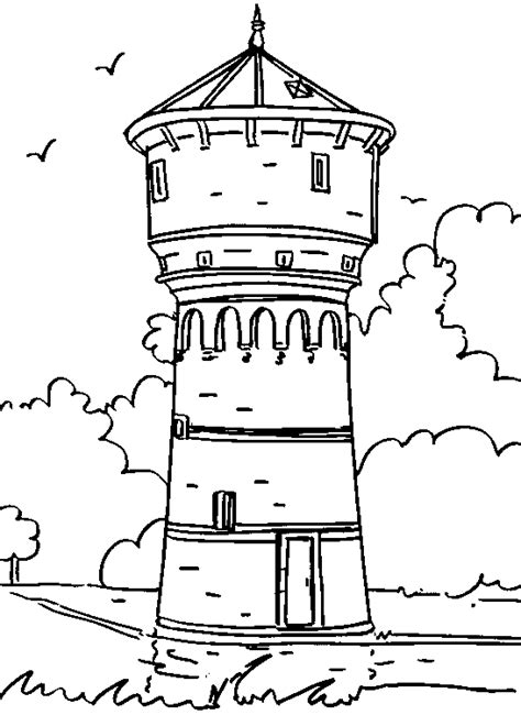 Coloring Water Tower Picture