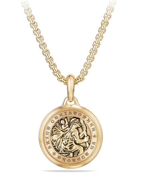 Mens 265mm 18k Gold St Christopher Amulet David Yurman Gold Necklace David Yurman Mens