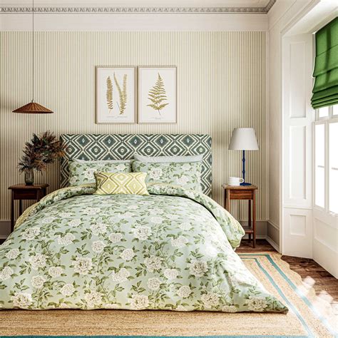 Sanderson Summer Peony Bedding Light Green | Bedeck Home