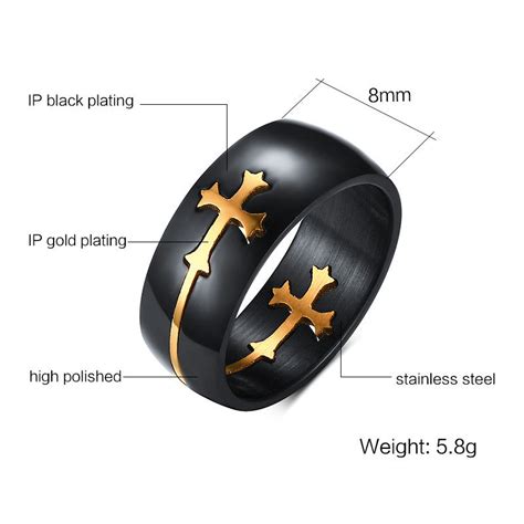 Stainless Steel Black Color Cross Ring For Men Women Sparklingselections