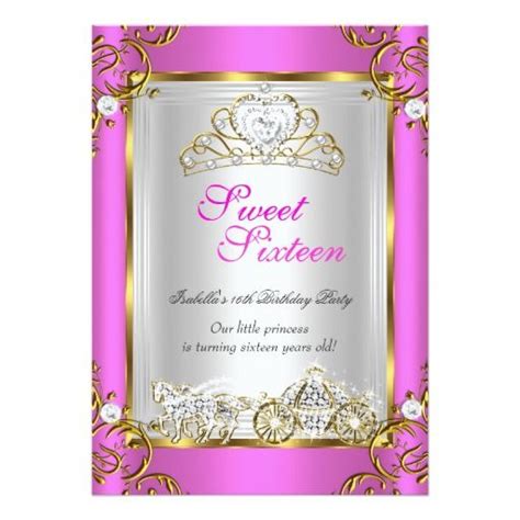 Fairytale Sweet 16 16th Birthday Hot Pink Gold Invitation Zazzle Sweet 16 Invitations