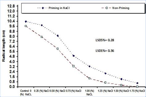 Radical Length Cm As Affected By The Interaction Between Seed Priming