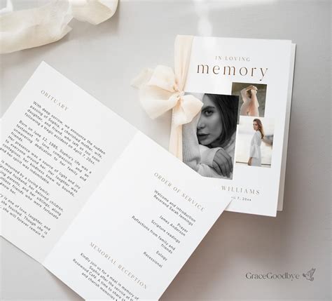 In Loving Memory Funeral Program Template CANVA Modern Memorial