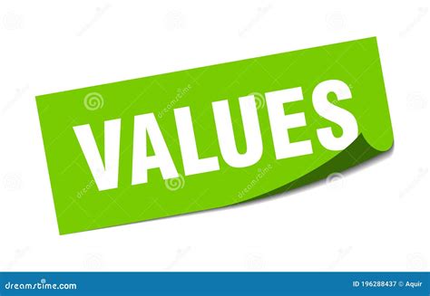 Values Sticker Square Isolated Label Sign Peeler Stock Vector